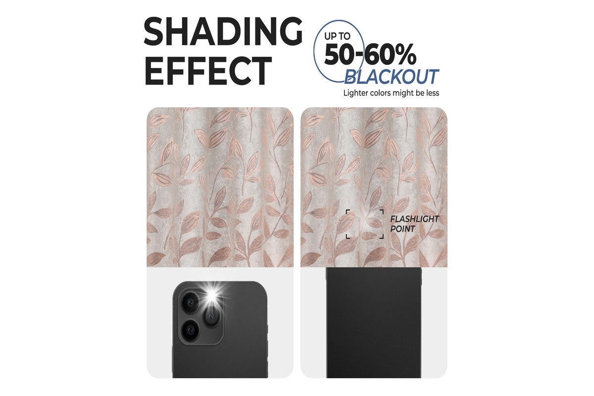 Superior Leaves Modern Bohemian Back Tab Blackout Curtain Set