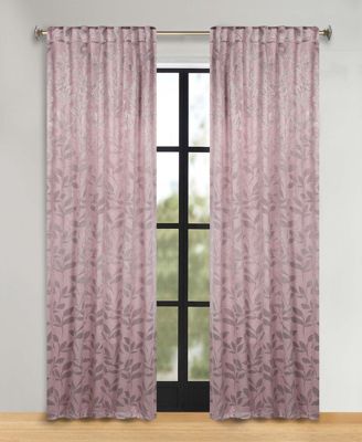 Leaves Modern Bohemian Back Tab Blackout Curtain Set, 52"x 108"