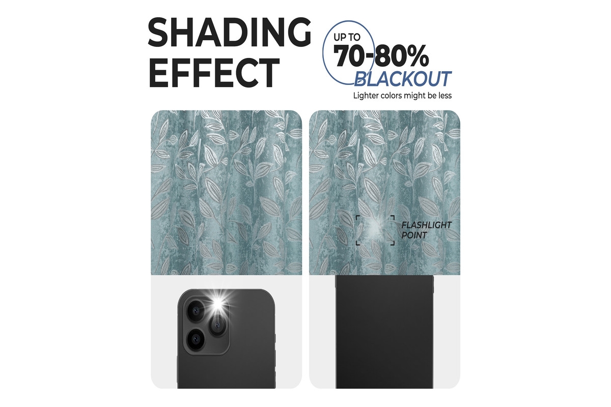 Superior Leaves Modern Bohemian Back Tab Blackout Curtain Set