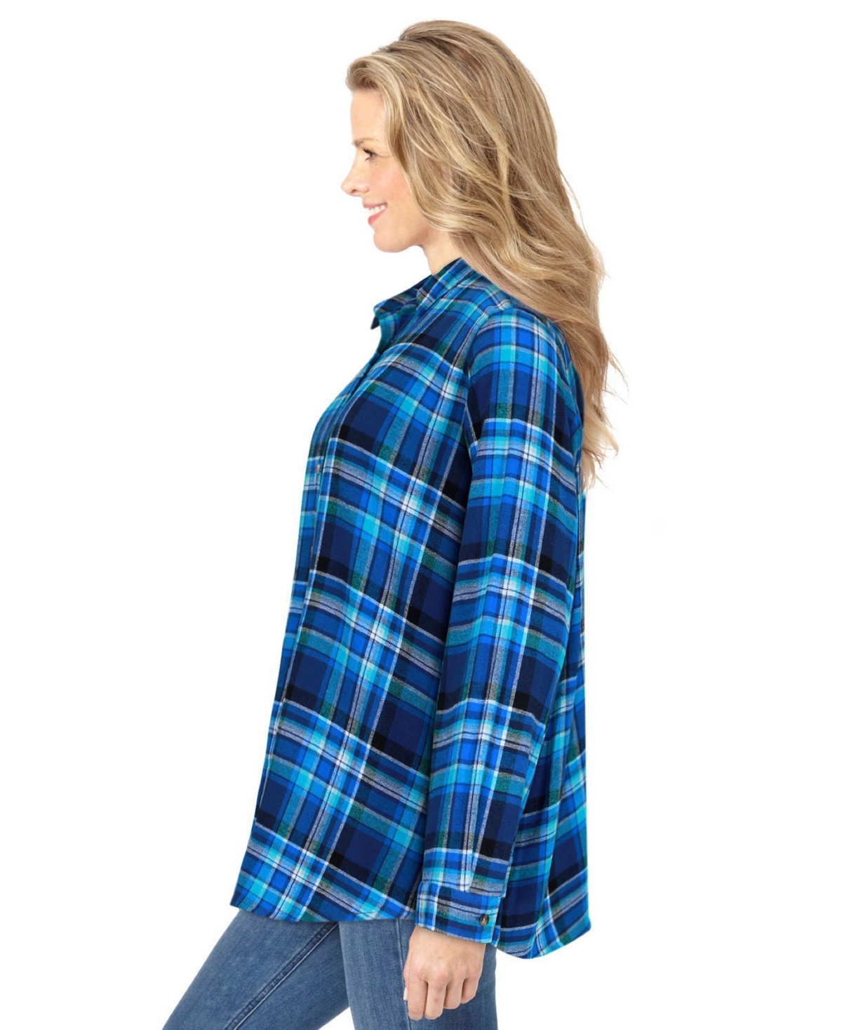 Woman Within Plus Classic Flannel Shirt