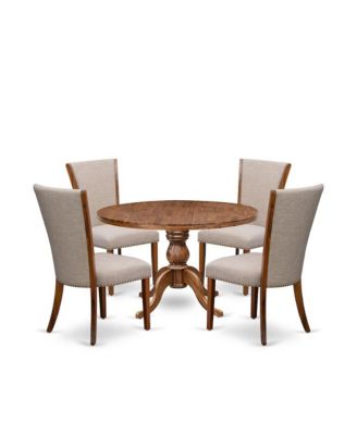 Round Table And Four Parsons Dining Chairs Dinette Set