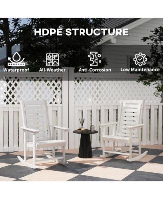 2 Outdoor Rocking Chairs, HDPE High Back Patio Rockers