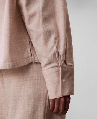 Women's Plaid Collar Neck Long Sleeve Sleep Shirt-QS7533