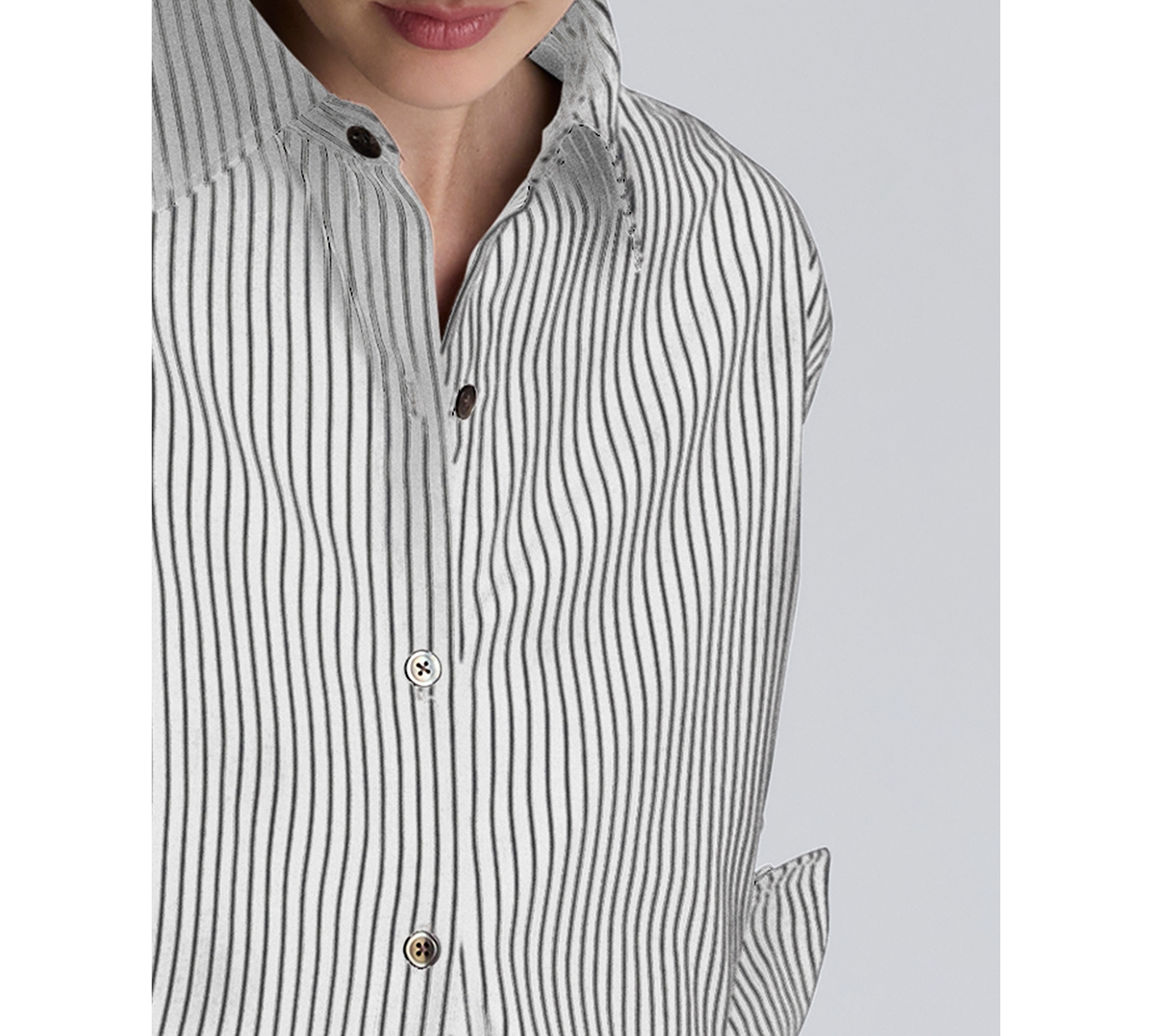 Kenneth Cole Women's Oversized Pinstripe Boyfriend Button-Front Shirt