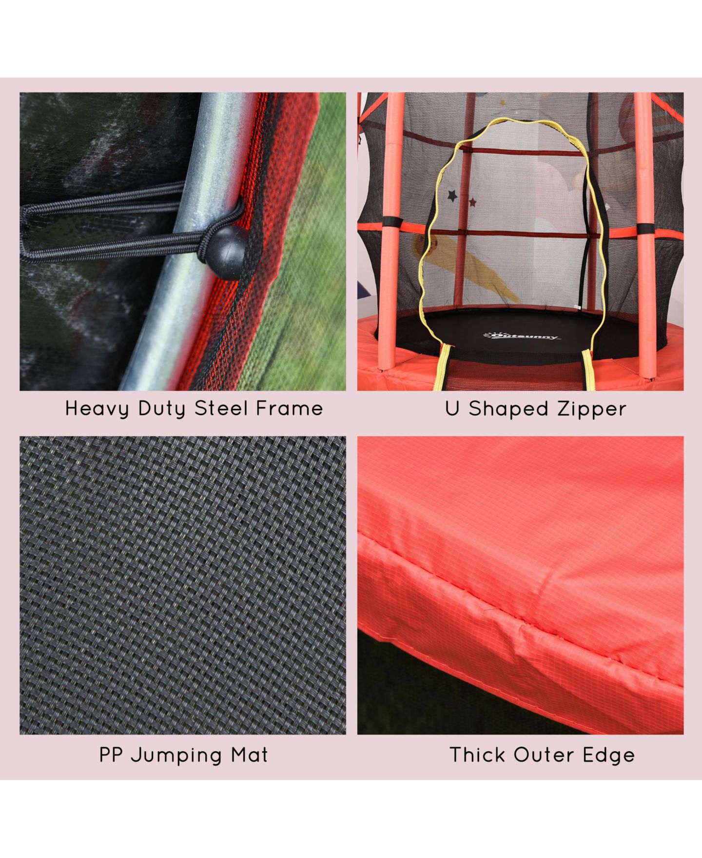 Детская игрушка Outsunny 5FT Springless Trampoline with Enclosure Net, 99 lbs Capacity, Ages 3-6 — фото 7