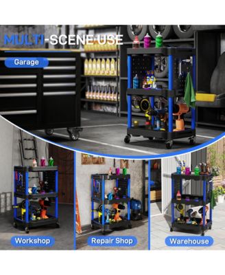 3-Tier Rolling Tool Cart with Wheels, Plastic Utility Cart