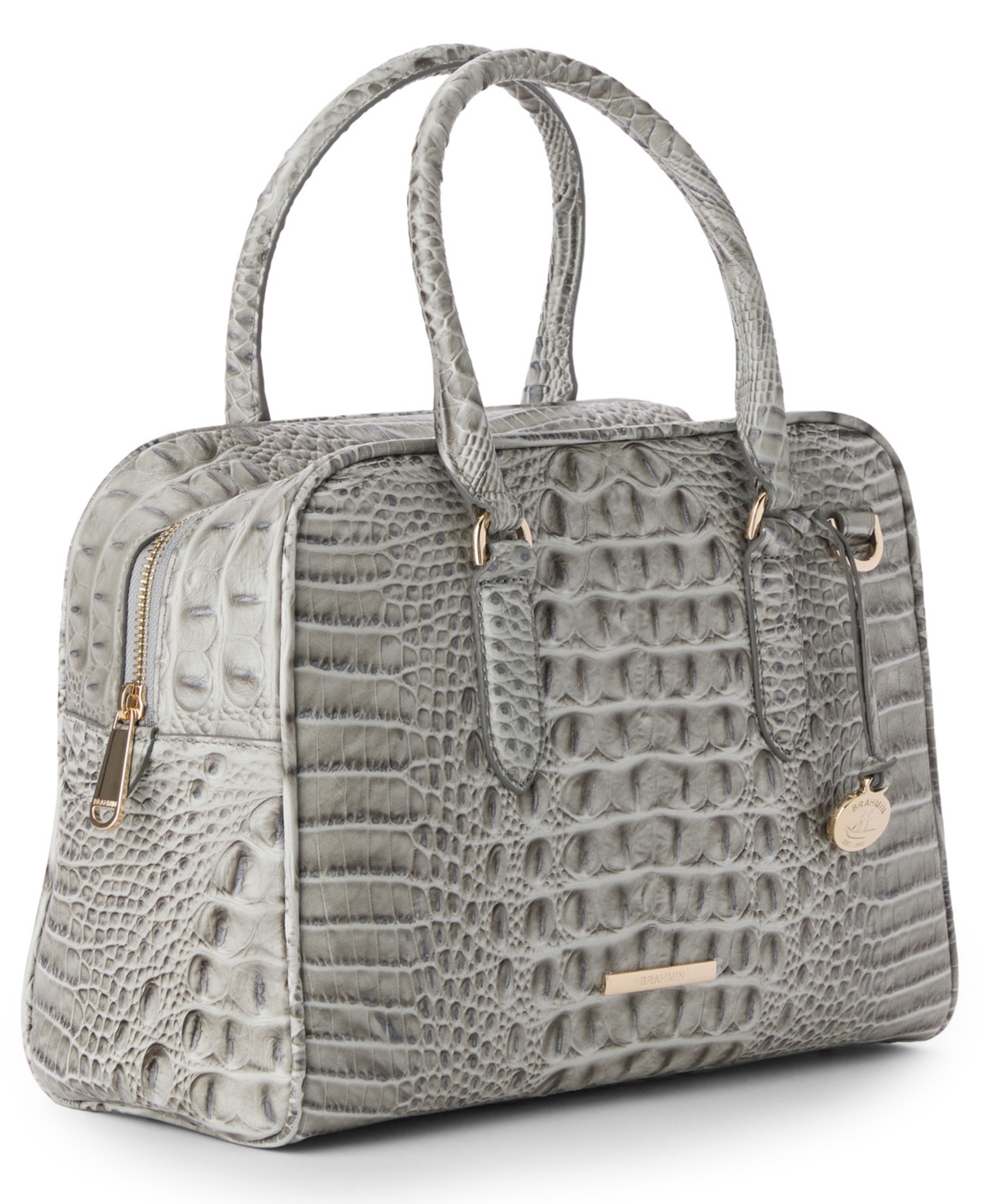 Brahmin Marissa Small Alden Road Leather Satchel Bag In Gray