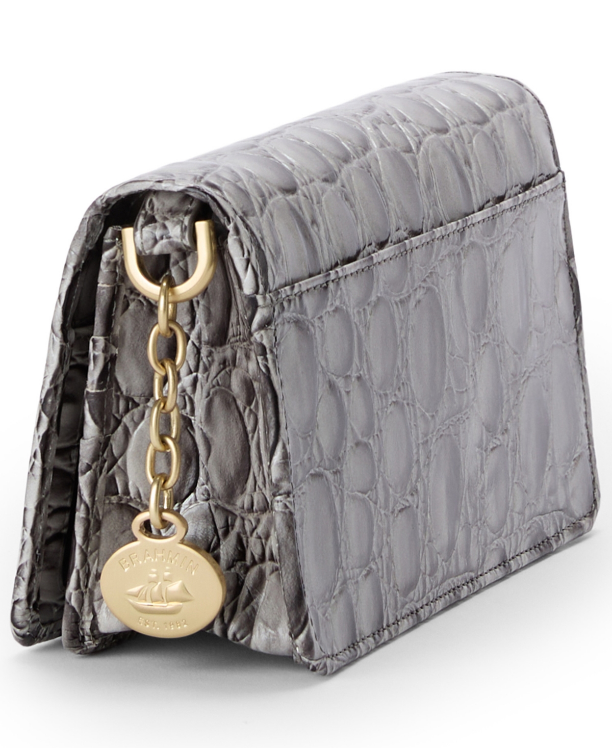 Brahmin Minuette Melbourne Mini Leather Crossbody Bag In Gray