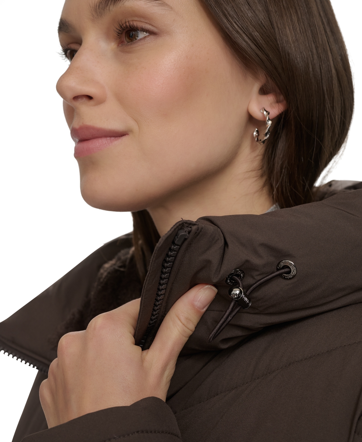 Calvin Klein Women's Lined Hooded Puffer Coat In Brown