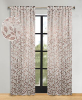 Washable Leaves Room Darkening Back Tab Curtains