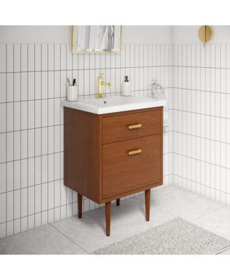 24.5&amp;#x22; Solid Wood Bath Vanity with White Ceramic Top and Single Sink