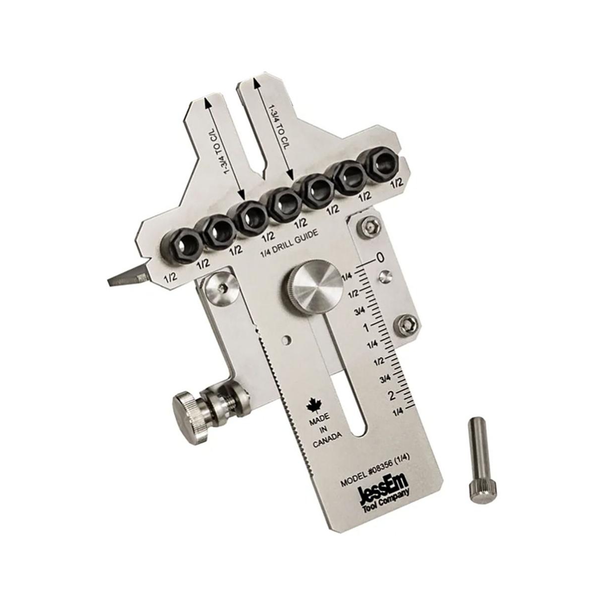 JessEm 08356 1/4" Stainless Steel Dowelling Jig with Angle Guide Precision Woodworking Joinery Tool for Edge, Face, and Corner Dowels