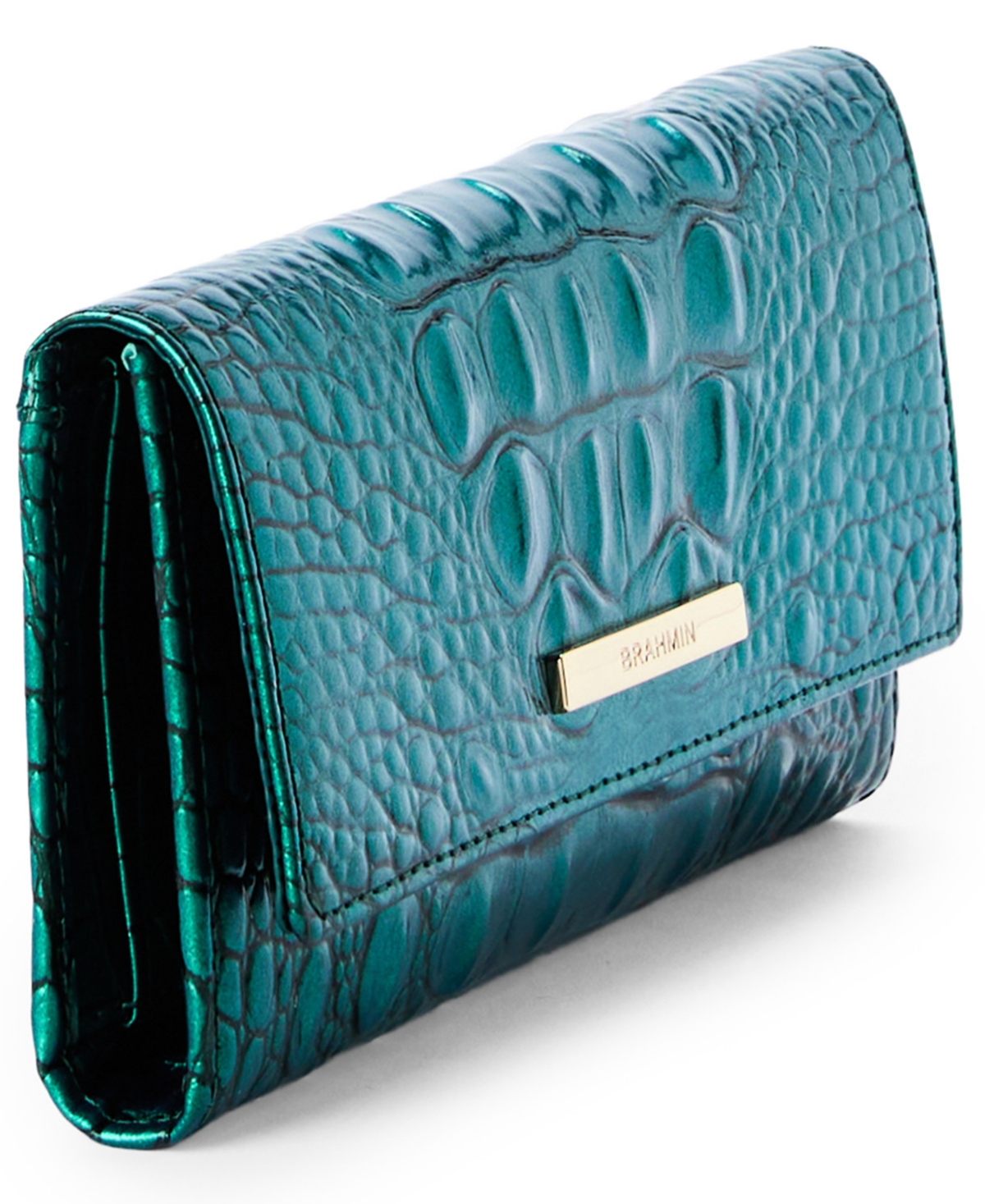 Brahmin Cordelia Croc Embossed Leather Wallet In Green