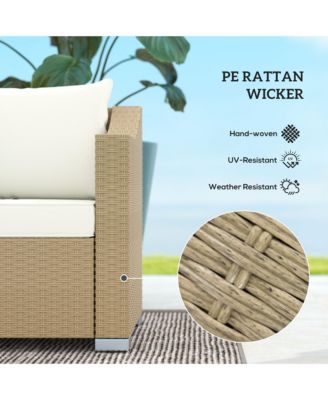 3 Seater Patio Sofa, Wicker Couch with Cushions, Pillows,