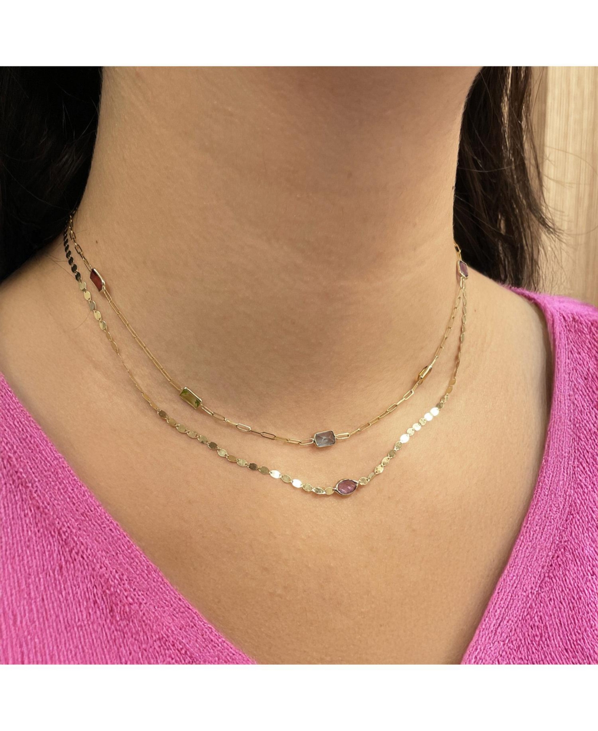 The Lovery Amethyst Disco Necklace 14K Gold