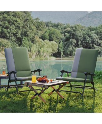 Outdoor Rocking Chairs Set of 2, Folding Outdoor Rocker Set,