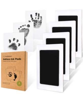 KeaBabies 4pk Inkless Ink Pad for Baby Hand and Footprint Kit Clean Touch Dog Paw Dog Nose Print Kit Baby Pet Safe - Jet black 17$