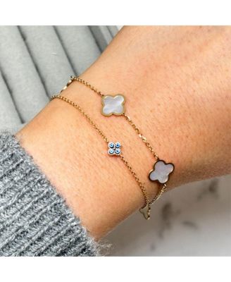 Blue Sapphire Single Clover Bracelet 14K Gold