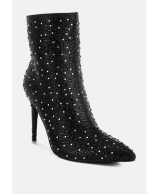 Womens Lobelia Rhinestones Embellished Stiletto Boots