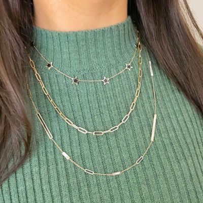 Lapis Star Station Necklace 14K Gold