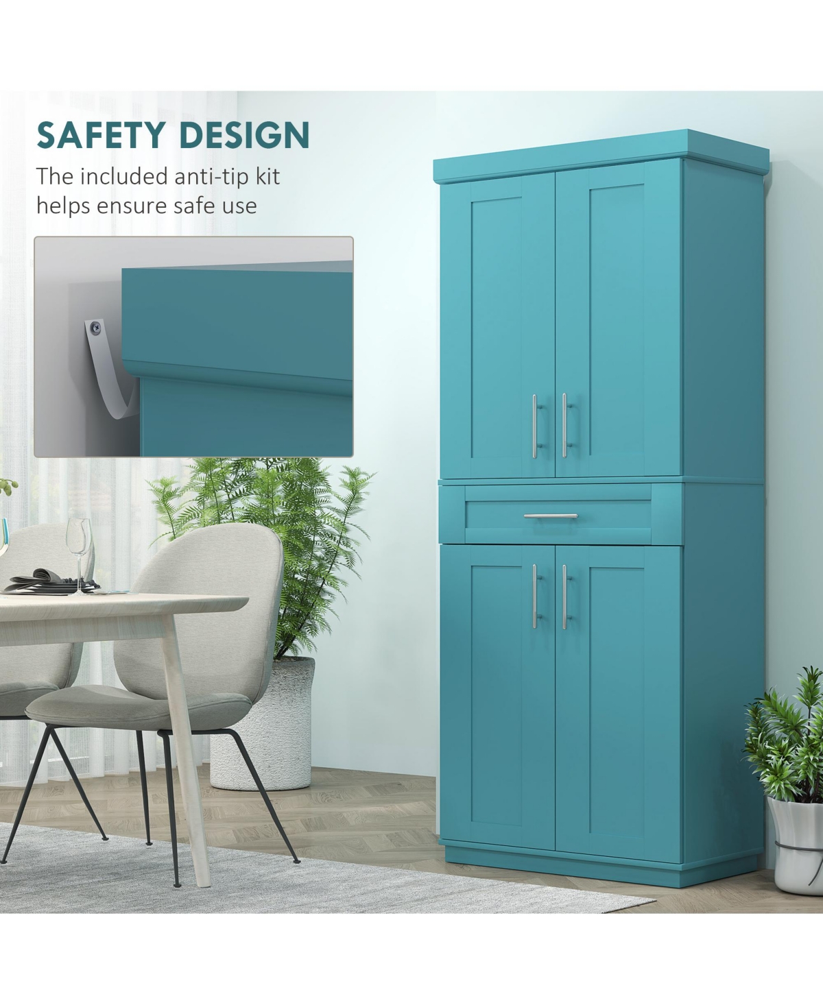 Homcom Kitchen Pantry with Doors and Drawer