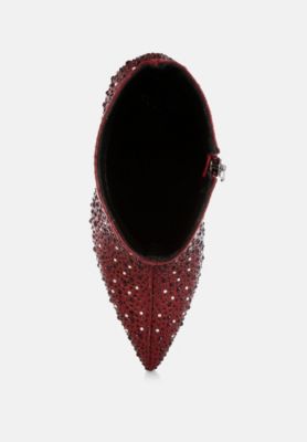 Womens Lobelia Rhinestones Embellished Stiletto Boots