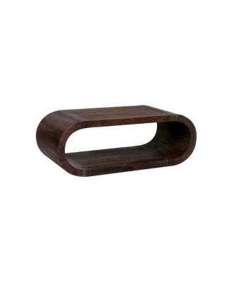 Ellipse Solid Acacia Wood Coffee Table, Brown
