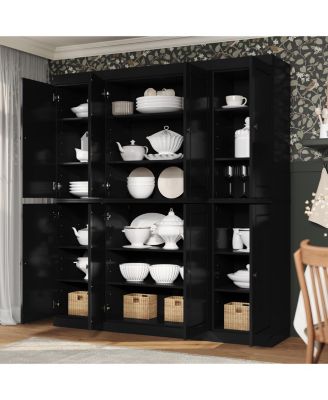 100% Solid Wood Pantry Cabinet, Raised Panel Doors, Adjustable Shelves, 65" Wide, 71.5" Tall