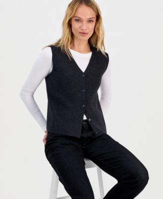 Women's Merino Wool V-Neck Button Vest