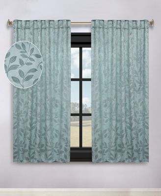 Washable Leaves Room Darkening Back Tab Curtains