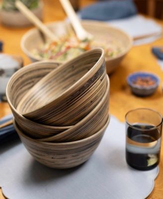 Lexa Collection 4 piece 8 inch Bamboo Salad Bowl Set