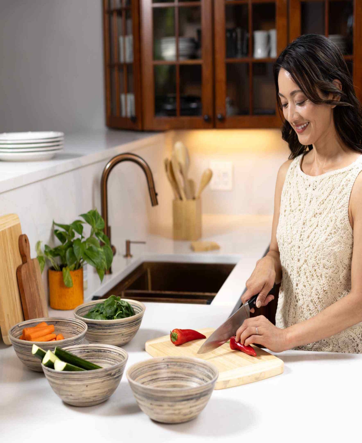 Joyce Chen Lexa Collection 4-pc. Salad Bowl Set In Brown