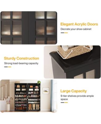 8-Tier Shoe Storage Cabinet with Adjustable Shelves,71-Inch Tall Shoe Cabinet with Doors
