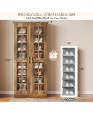 8-Tier Shoe Storage Cabinet with Adjustable Shelves,71-Inch Tall Shoe Cabinet with Doors