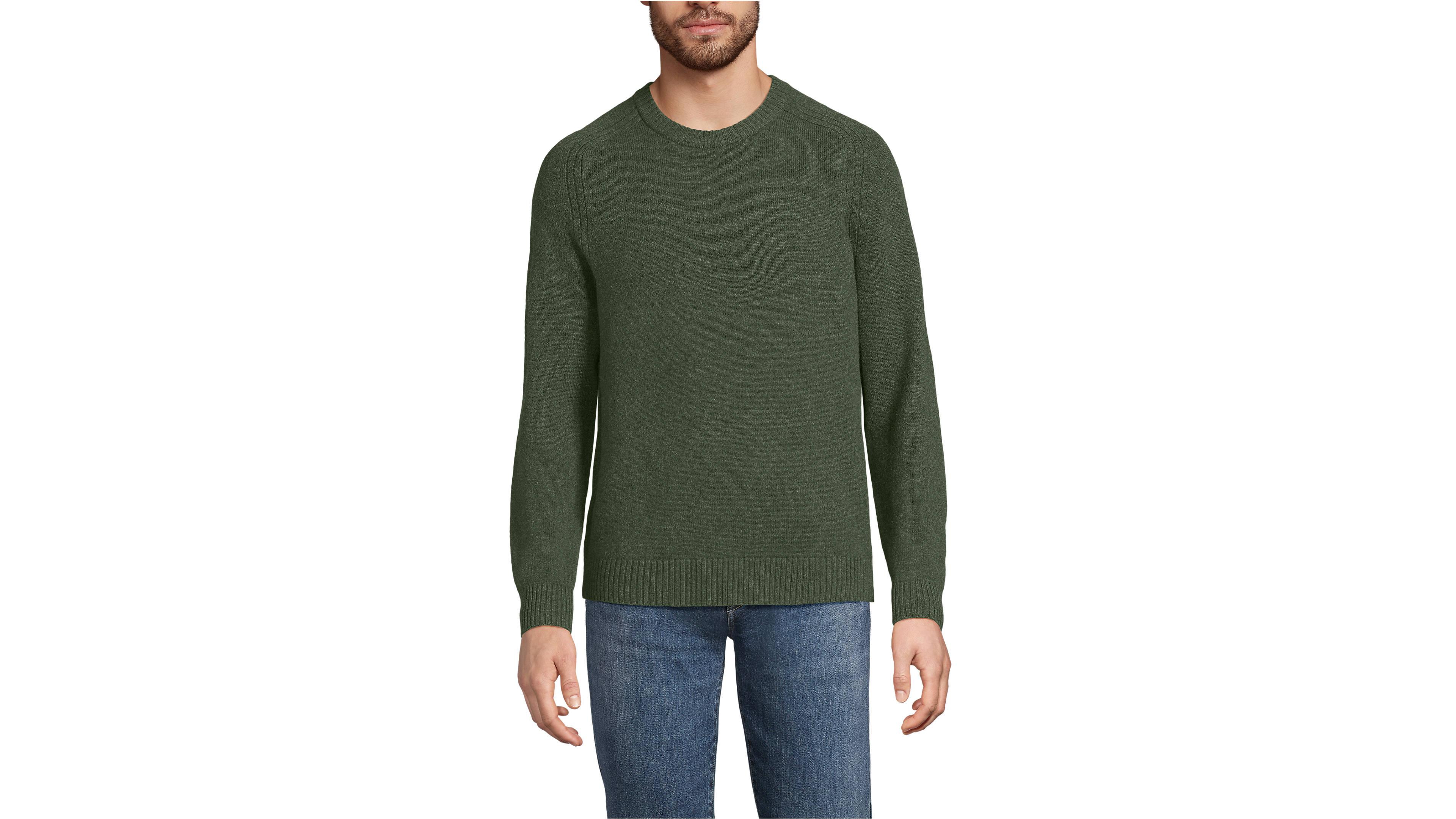 Lands' End Men's Long Sleeve Lambswool Crewneck Sweater