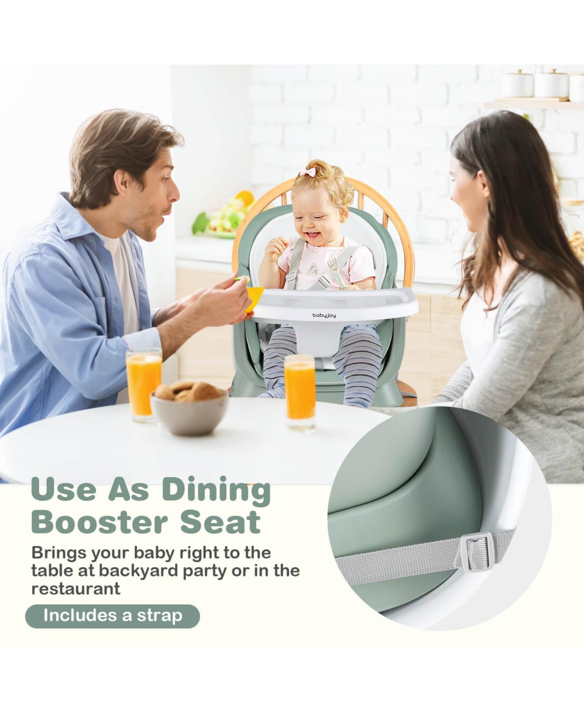 Costway Toddler 8-in-1 High Chair Convertible Dining Booster Seat w/ Removable Tray