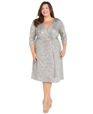 R & M Richards - Petite Surplice Hankie Midi Dress