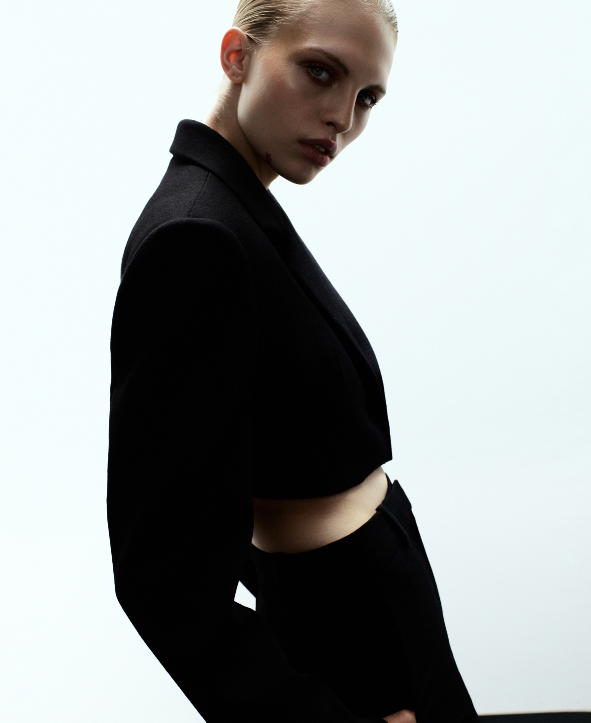 Mango Blazer De Costume Laine Crop Noir - Femme - Xl -  In Black