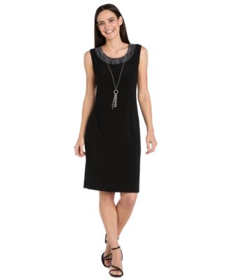 Petite Cocktail Jacket Dress with Detachable Necklace