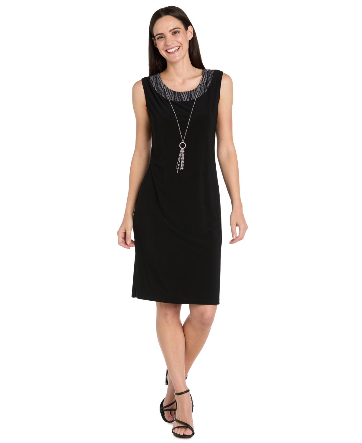 R & M Richards Petite Cocktail Jacket Dress with Detachable Necklace