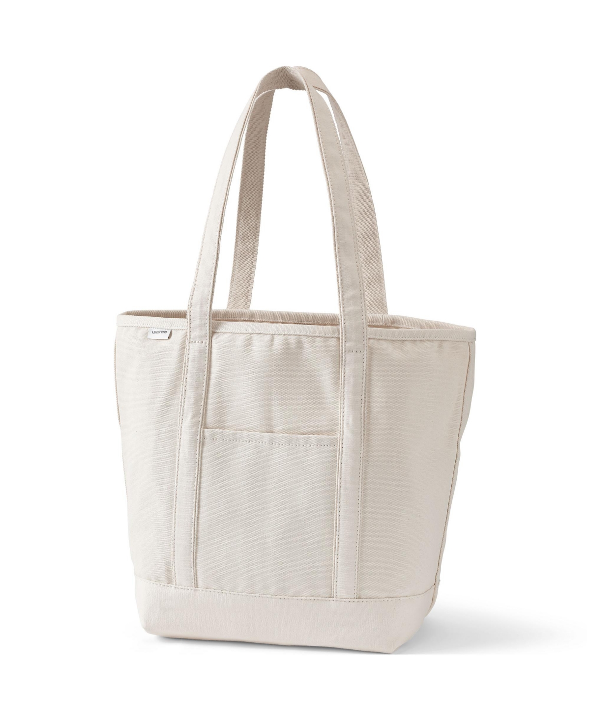 Lands' End Large 5 Pocket Open Top Long Handle Canvas Tote Bag - Natural/natural