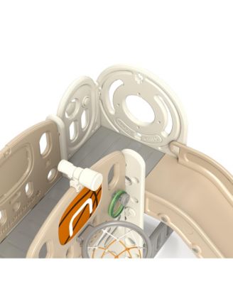 7-in-1 Toddler Slide, Playset Indoor for Ages 1-6 Years w/ Ring Toss