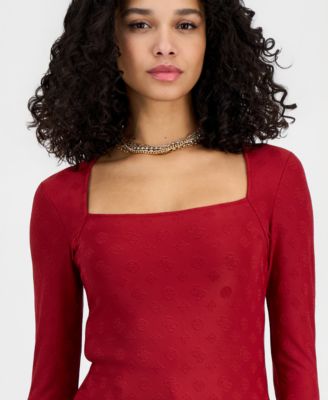 Women's Elleona Jacquard Square-Neck Top
