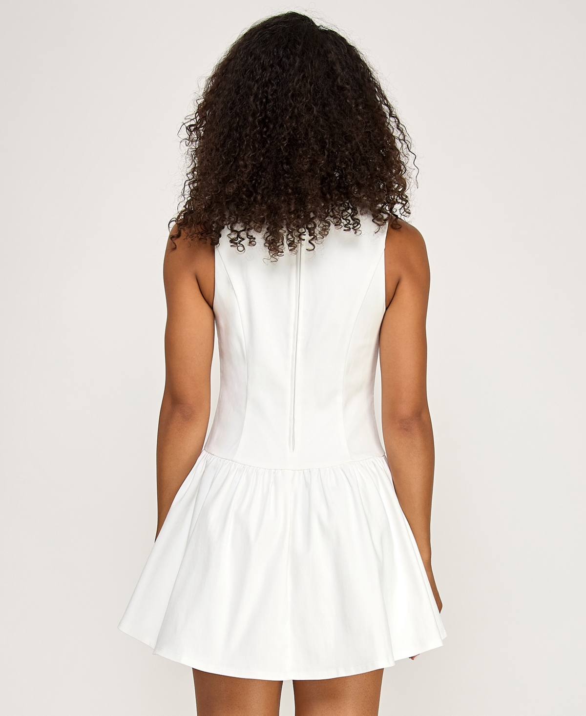 Seni & Cade Juniors' Sleeveless Drop Waist Ruffle Short Dress