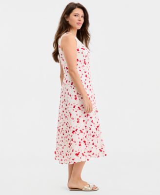 Women's Soft Petal Print Embellished Slip Dress