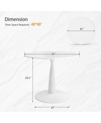 5-Piece 35" Round White Pedestal Dining Table Set with 4 Curved Back Boucle Upholstered Chairs and Black Metal Legs-Maison Boucle