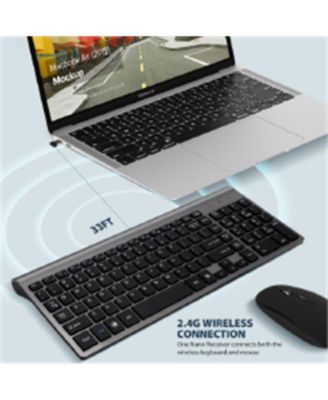 Wireless Keyboard and Mouse Combo - Scissor Ultra-Thin Silent Ergonomic Keyboard with Numeric Keys - 2.4G Receiver for PC, Laptop, Desktop - Iron Gray
