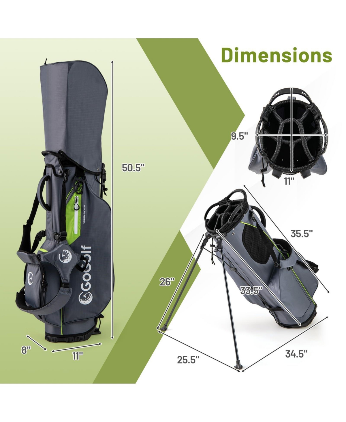 Mecale Golf Stand Bag Lightweight Golf Bag with 8 Way Top Dividers and 5 Zippered Pockets