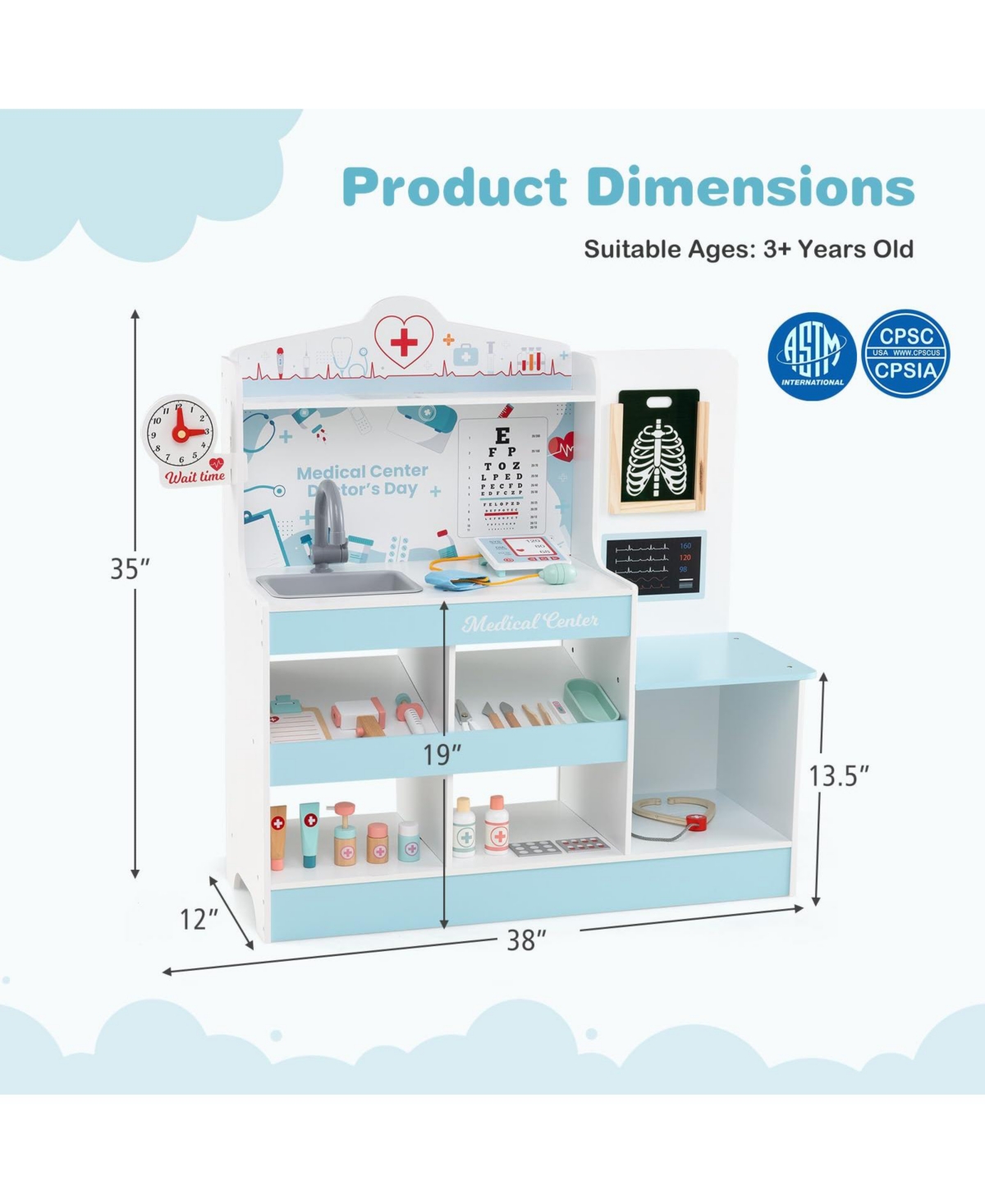 Mecale Wooden Doctor Playset with Stethoscope for Toddlers over 3 Years Old