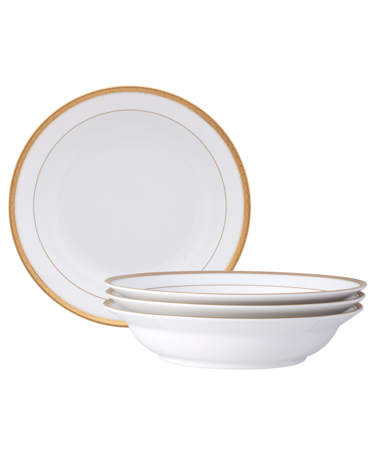 Noritake Charlotta Rim Dinner Bowls, Set Of 4, Service For 4 In Gold